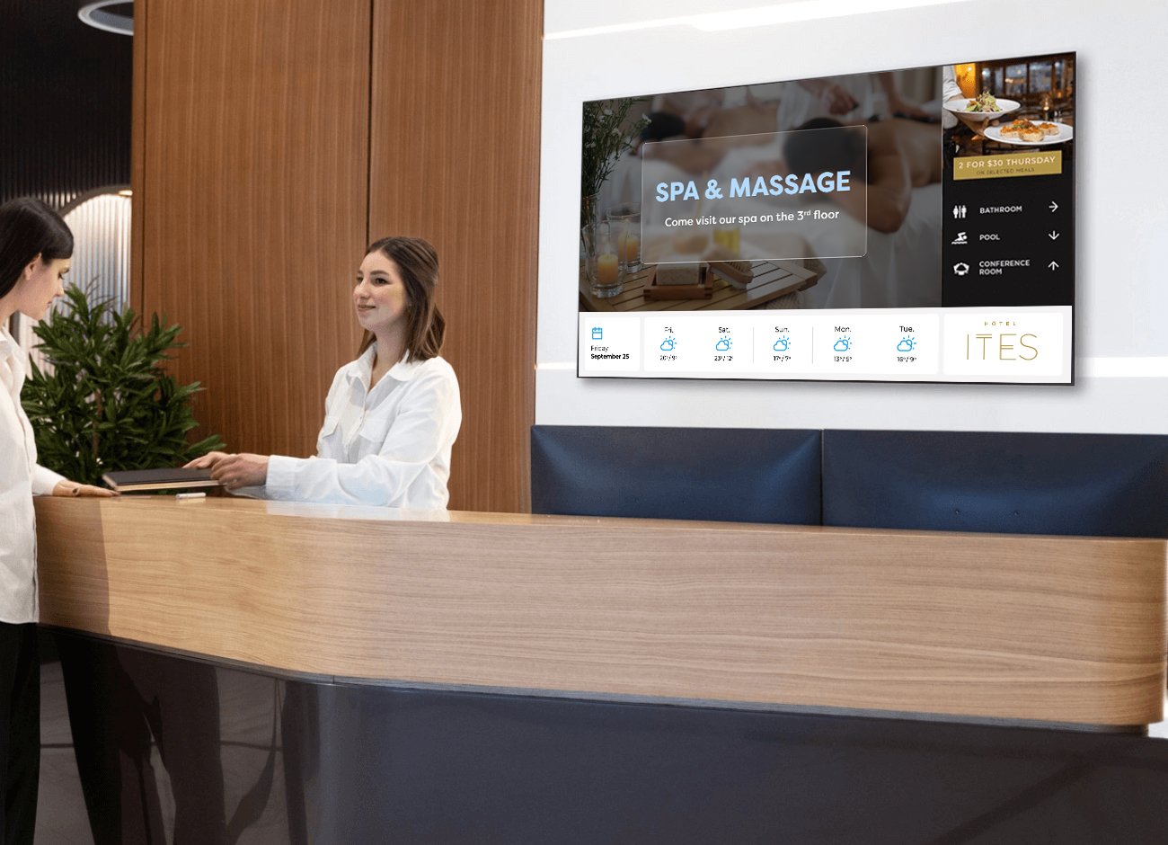 Hotel reception digital signage