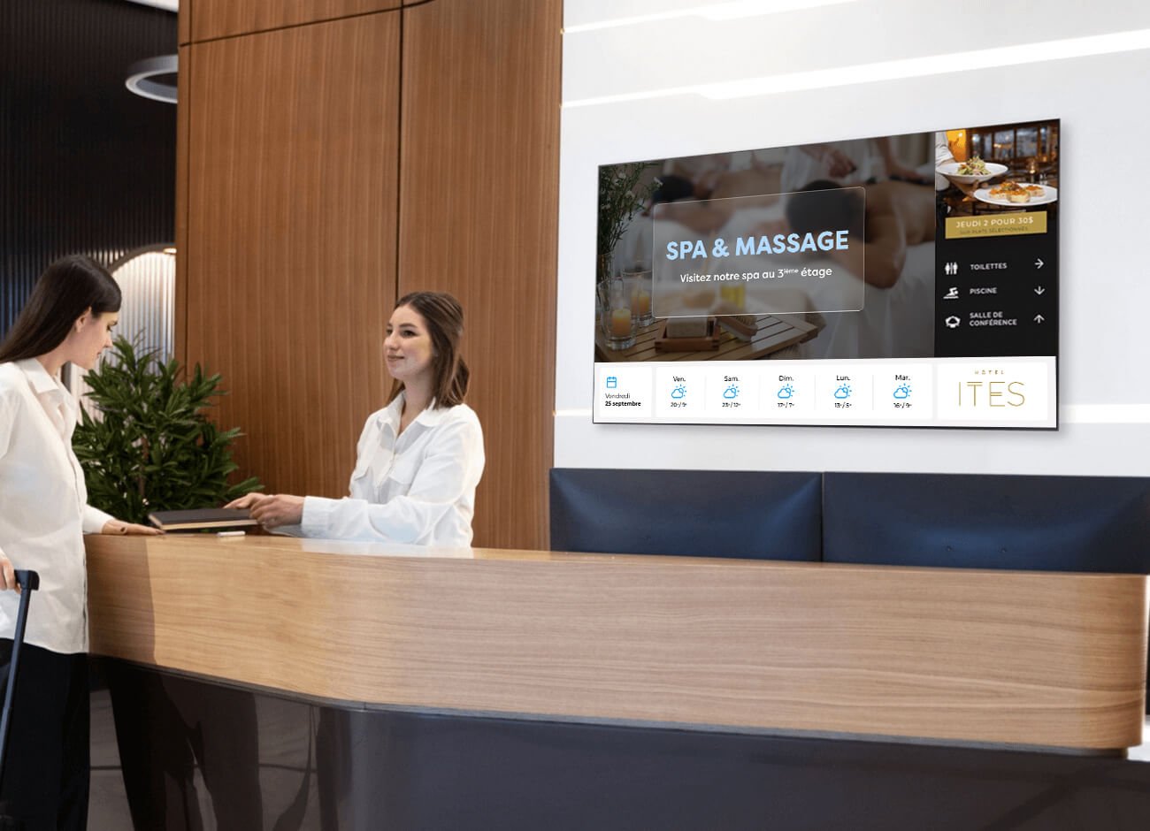 affichage numerique reception hotel