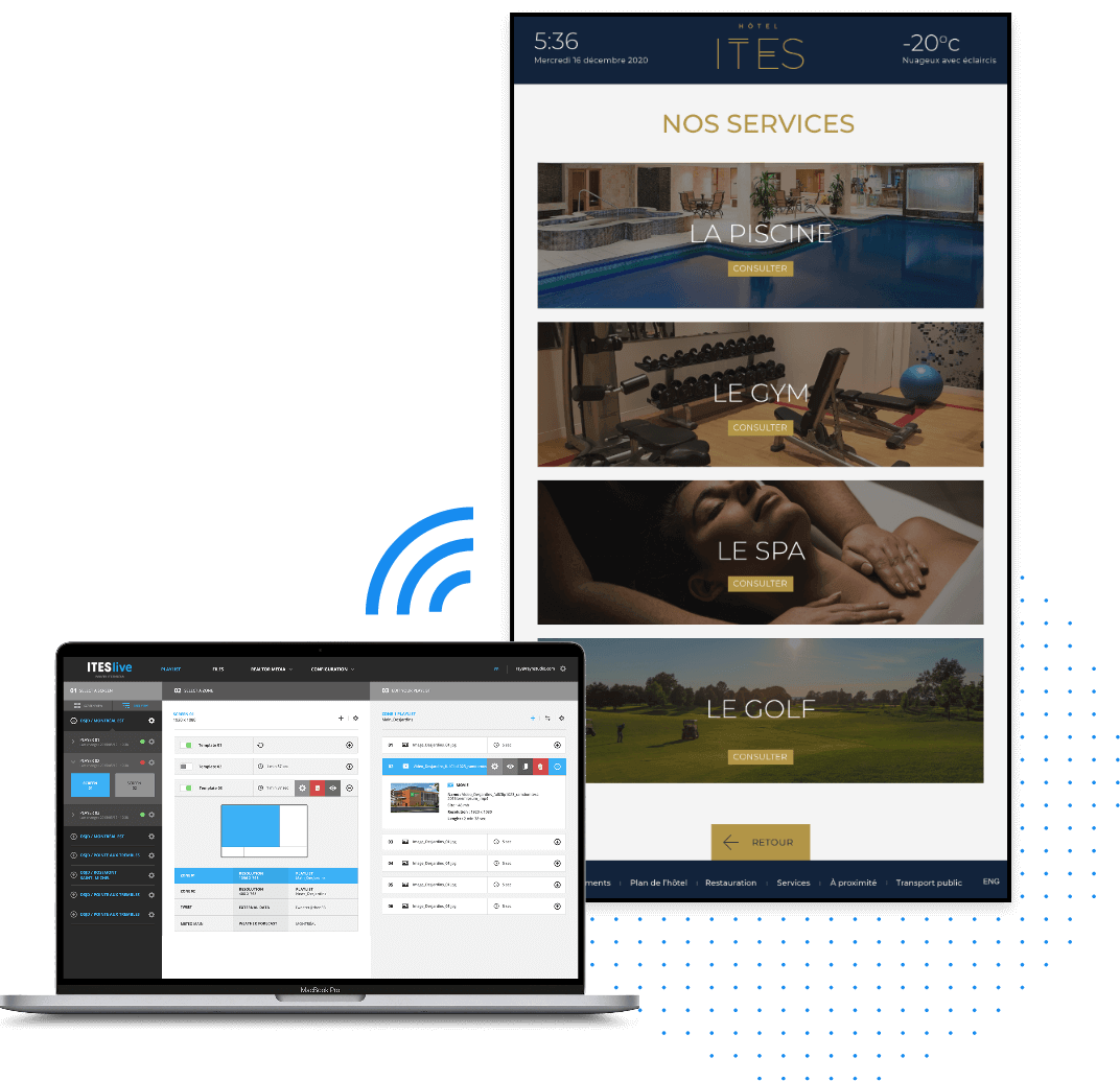 Écran affichage numérique hôtel