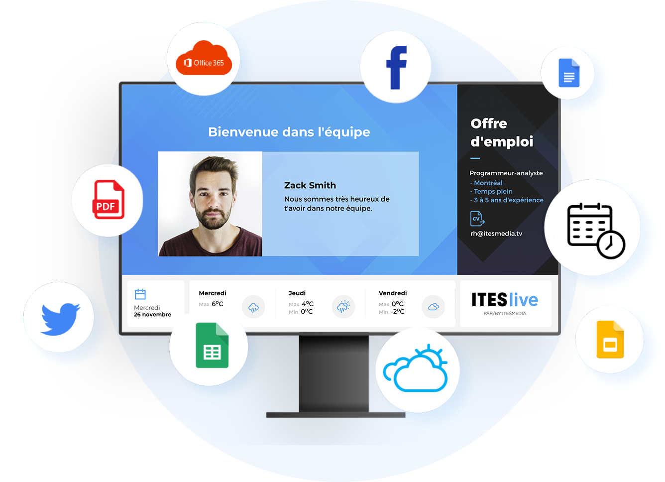Écran de veille corporatif ITESlive