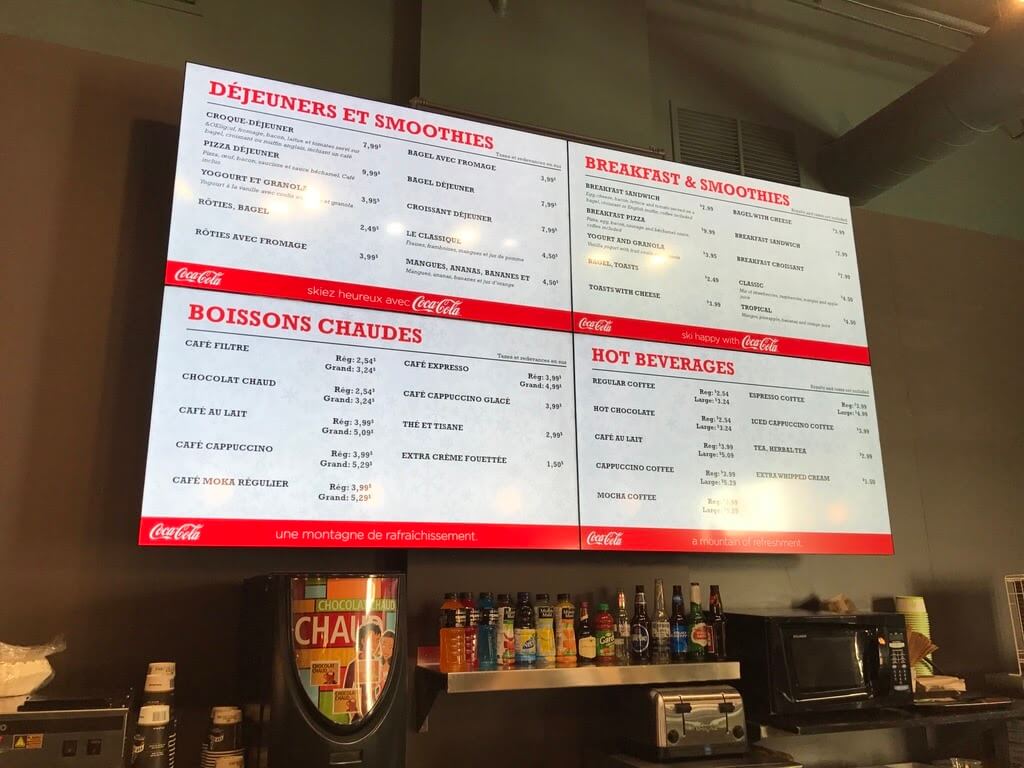 menu de restaurant